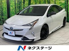 プリウス　Ｓセーフティプラス　禁煙車　純正９型ナビ　フルエアロ　セーフティセンス　レーダークルーズ　ＨＵＤ　パーキングアシスト　合皮白レザー　ＬＥＤヘッド　バックカメラ　ＥＴＣ　スマートキー　ドラレコ　１７インチアルミ（トヨタ）
