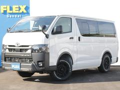 ハイエースバン　ロングＤＸ　２８００クリーンディーゼル　４ＷＤ　ホワイト　ＷＯＯＤＶＩＬＬＡＧＥ　キャンピングカー　ベットキット　ＦＡＳＰシート３人掛け　　アルパインＢＩＧＸ１１インチナビ　ＥＴＣ　ブラックエディション（トヨタ）